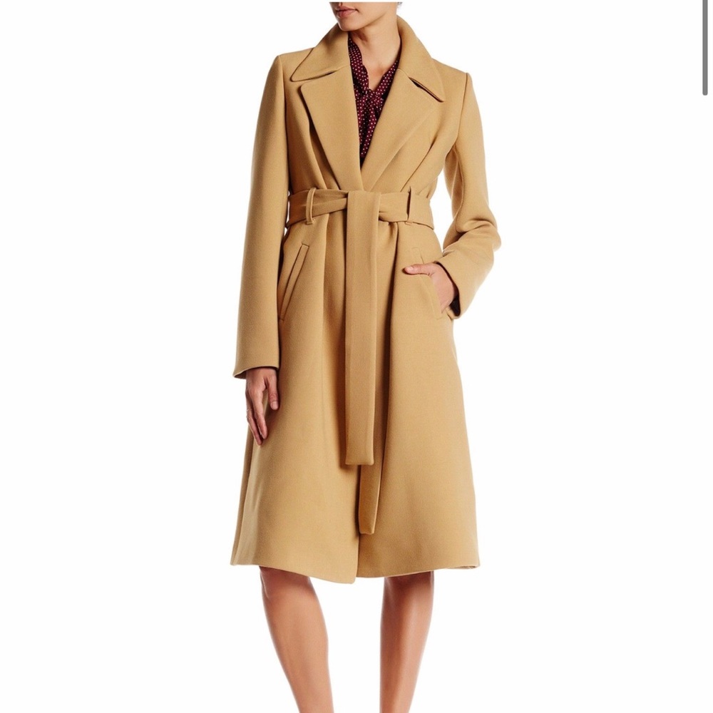 Canvas by Lands’ End Wool Wrap Trench Coat Camel